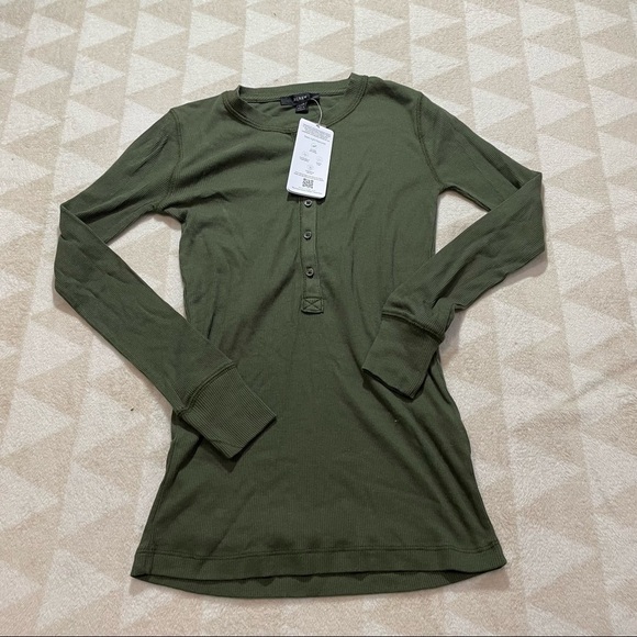 J crew ribbed Henley tee shirt green - Picture 2 of 3